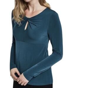 Long Tall Sally Teal Twist Neck Top NWT Size XS